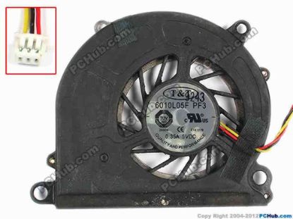 83218 T&T 6010L05F Cooling Fan  6010L05F PF3, w55x3x3, 5V 0.35A, Bare fan T&T 6010L05F Cooling Fan  