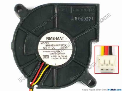 83282 NMB-MAT / Minebea BM6025-04W-B59 Server - Blower Fan T58, bw60x60x25, w200x3x3, 12V 0.24A NMB-MAT / Minebea BM6025-04W-B59 Server - Blower Fan 