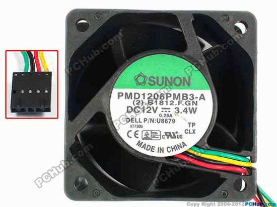 83301 SUNON PMD1206PMB3-A Server - Square Fan (2).B1812.F.GN, sq60x60x38, w105x4x5, 12V 3.4W SUNON PMD1206PMB3-A Server - Square Fan 