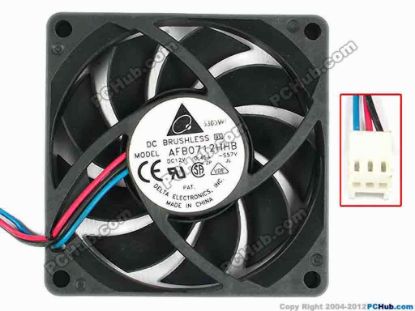 83328 Delta Electronics AFB0712HHB Server - Square Fan -S57V, sq70x70x15, w85x3x3, 12V 0.45A Delta Electronics AFB0712HHB Server - Square Fan 