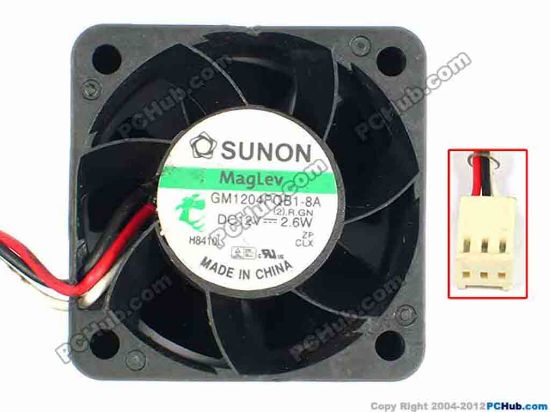 83353 SUNON GM1204PQB1-8A Server - Square Fan (2).R.GN, sq40x40x28, w250x3x3, 12V 2.6W SUNON GM1204PQB1-8A Server - Square Fan