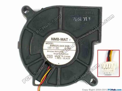 83372 NMB-MAT / Minebea BM6025-04W-B59 Server - Blower Fan TB4, bw60x60x25, w255x3x4, 12V 0.18A NMB-MAT / Minebea BM6025-04W-B59 Server - Blower Fan 