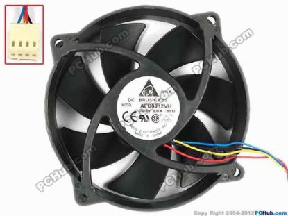83391 Delta Electronics AFB0912VH Server - Round Fan -6Y12, dia95x95x25, w150x4x4, 12V 0.6A Delta Electronics AFB0912VH Server - Round Fan 
