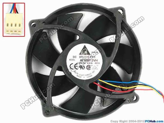83391 Delta Electronics AFB0912VH Server - Round Fan -6Y12, dia95x95x25, w150x4x4, 12V 0.6A Delta Electronics AFB0912VH Server - Round Fan 