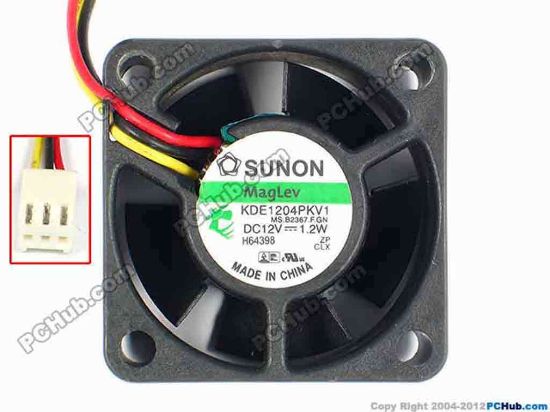 83395 SUNON KDE1204PKV1 Server - Square Fan MS.B2367.F.GN, sq40x40x20, w60x3x3, 12V 1.2W SUNON KDE1204PKV1 Server - Square Fan