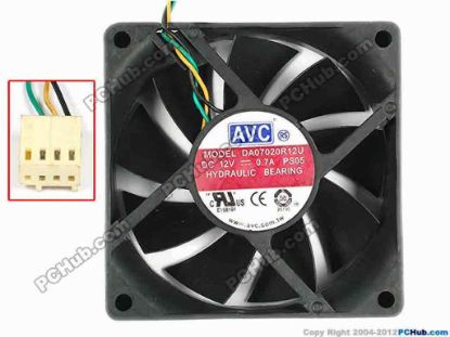 83396 AVC DA07020R12U Server - Square Fan PS05, sq70x70x20, w165x3x4, 12V 0.7A AVC DA07020R12U Server - Square Fan 