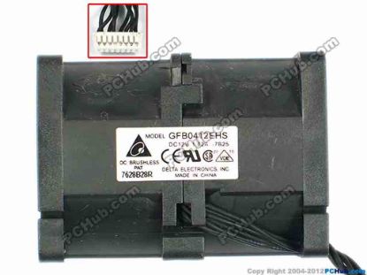 83398 Delta Electronics GFB0412EHS Server - Square Fan -7B25, sq40x40x55, w35x8x8, 12V 1.82A, Dual Fan Delta Electronics GFB0412EHS Server - Square Fan Pin 1:GUD - 2:UCC + 3:FG 4:PWM + <br />
&nbsp;&nbsp;&nbsp;&nbsp; 5:GND - 6:UCC + 7:FG 8:PWM +