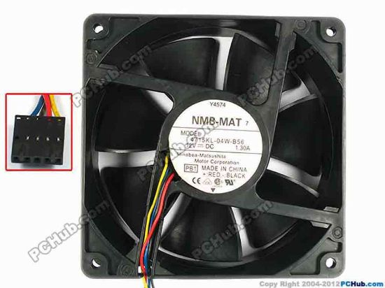 83402 NMB-MAT / Minebea 4715KL-04W-B56 Server - Square Fan PB2, sq118x118x38mm, w140x4x4, DC 12V 1.3A NMB-MAT / Minebea 4715KL-04W-B56 Server - Square Fan 