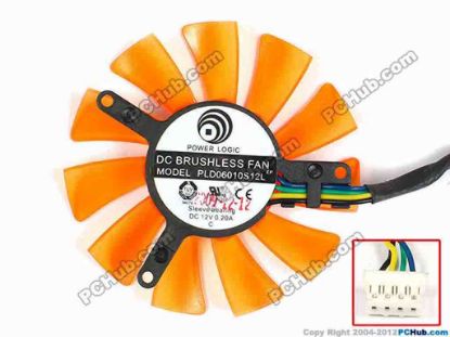 83412 Power Logic PLD06010S12L Server - Frameless / GPU Fan dia54x54x10, w80x4x4,12V 0.2A, Orange Power Logic PLD06010S12L Server - Frameless / GPU Fan 