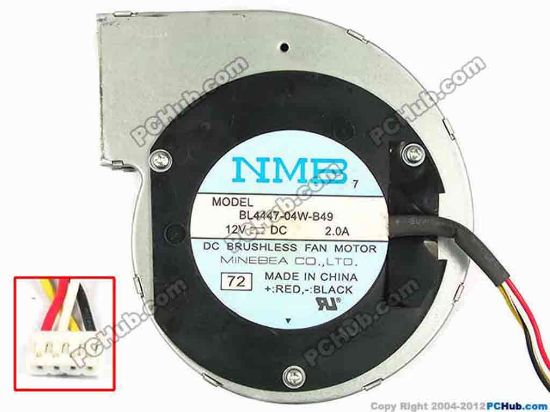 83419 NMB-MAT / Minebea BL4447-04W-B49 Server - Blower Fan 72, bw118x112x30, w175x4x4, 12V 2A NMB-MAT / Minebea BL4447-04W-B49 Server - Blower Fan 