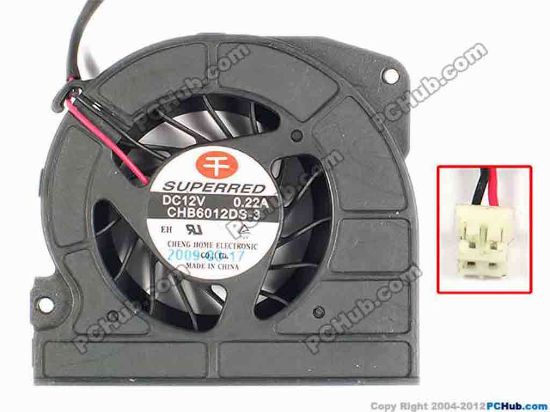 83429 Superred CHB6012DS-3 Server - Blower Fan bw62x56x13, w95x2x2, 12V 0.22A Superred CHB6012DS-3 Server - Blower Fan 