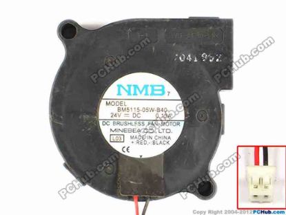 83432 NMB-MAT / Minebea BM5115-05W-B40 Server - Blower Fan L03, bw50x50x15, w65x2x2, 24V 0.13A NMB-MAT / Minebea BM5115-05W-B40 Server - Blower Fan 