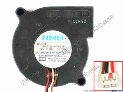 83433 NMB-MAT / Minebea BM5125-04W-B46 Server - Blower Fan L01, bw50x50x25, w125x4x4, 12V 0.3A NMB-MAT / Minebea BM5125-04W-B46 Server - Blower Fan 