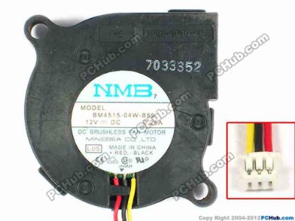83440 NMB-MAT / Minebea BM4515-04W-B59 Server - Blower Fan L05, bw45x45x15, w120x3x3, 12V 0.25A NMB-MAT / Minebea BM4515-04W-B59 Server - Blower Fan 