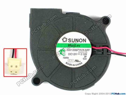 83441 SUNON GB1205PHVX-8AY Server - Blower Fan B4358.GN, bw51x51x15, w90x2x2, 12V 2W SUNON GB1205PHVX-8AY Server - Blower Fan 