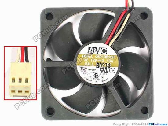 83442 AVC C6010B12H Server - Square Fan sq60x60x10, w155x3x3, 12V 0.1A AVC C6010B12H Server - Square Fan 