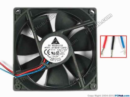 84224 Delta Electronics AFB0912HH Server - Square Fan -F00, sq92x92x25, w470x3, 12V 0.4A Delta Electronics AFB0912HH Server - Square Fan 