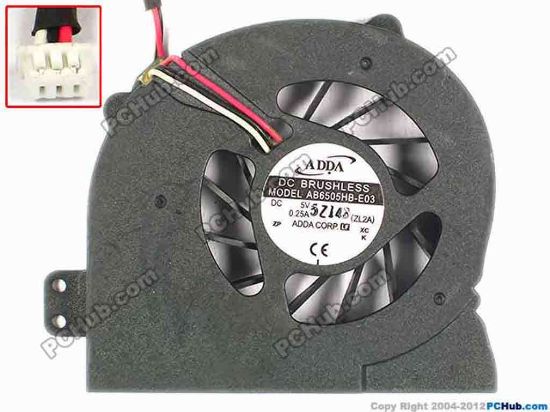 84393 ADDA AB6505HB-E03 Cooling Fan  ZL2A, w30x3x3, 5V 0.25A ADDA AB6505HB-E03 Cooling Fan  