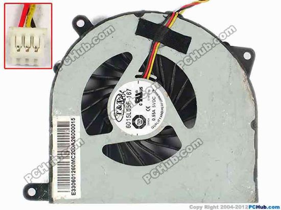 84438 T&T 6015L05F Cooling Fan  167, w20x3x3, 5V 0.55A, Bare fan T&T 6015L05F Cooling Fan  