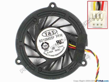 84462 T&T 6010M05F Cooling Fan  PFR, w30x3x3, 5V 0.45A, Bare fan T&T 6010M05F Cooling Fan  