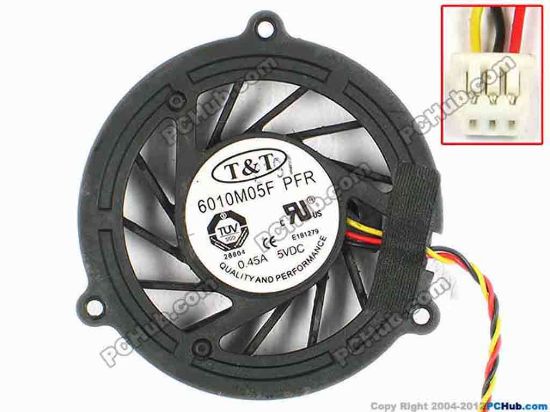 84462 T&T 6010M05F Cooling Fan  PFR, w30x3x3, 5V 0.45A, Bare fan T&T 6010M05F Cooling Fan  