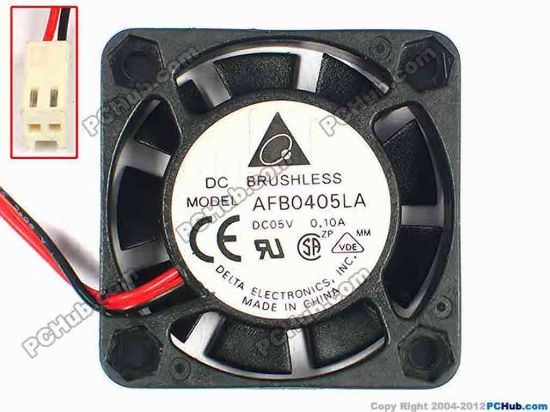 84513 Delta Electronics AFB0405LA Server - Square Fan sq40x40x10, w110x2x2, 5V 0.10A Delta Electronics AFB0405LA Server - Square Fan 