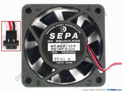 84543 SEPA MF60A-12H Server - Square Fan sq60x16, w100x2x2, 12V 0.22A SEPA MF60A-12H Server - Square Fan 