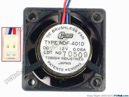 84547 Other Brands TOBISHI Server - Square Fan NDF-401D, sq40x20, w65x2x2, 12V 0.08A Other Brands TOBISHI Server - Square Fan 