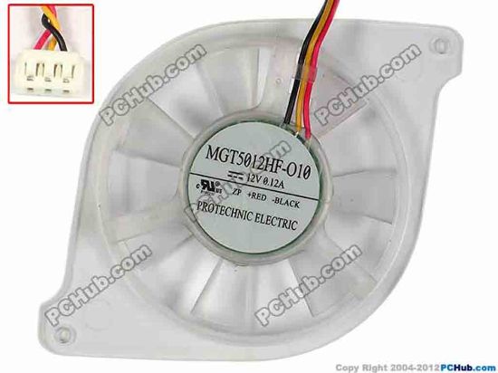 84551 Protechnic Magic MGT5012HF-O10 Server - Round Fan 12V 0.12A, W60x3x3, D86x56x10, Trans White Protechnic Magic MGT5012HF-O10 Server - Round Fan 