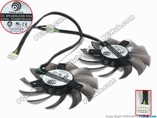 84552 Power Logic PLD08010S12HH Server - Frameless / GPU Fan dia75x10, w230x115x7x4, 12V 0.35A, Dual fan, Trans Power Logic PLD08010S12HH Server - Frameless / GPU Fan 