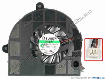 84944 SUNON MF60120V1-C040-G99 Cooling Fan  DC2800092S0, w35x3x3, 5V 2.0W, Bare fan SUNON MF60120V1-C040-G99 Cooling Fan  