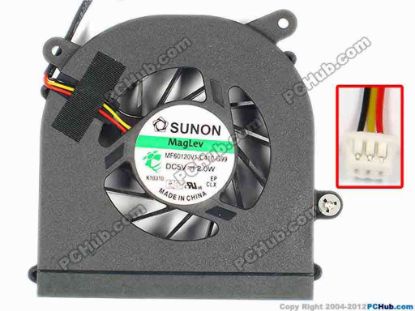 84962 SUNON MF60120V1-C410-G99 Cooling Fan  w70x3x3, 5V 2.0W, Bare, NEW SUNON MF60120V1-C410-G99 Cooling Fan  