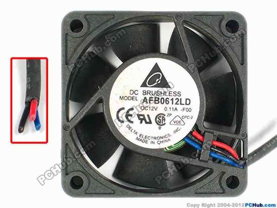 84994 Delta Electronics AFB0612LD Server - Square Fan -F00, sq60x60x20, w80x3, 12V 0.11A Delta Electronics AFB0612LD Server - Square Fan 