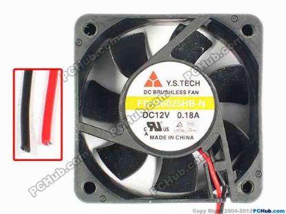 85020 Y.S TECH FD126025HB-N Server - Square Fan sq60x60x25, w130x2, 12V0.18A Y.S TECH FD126025HB-N Server - Square Fan 
