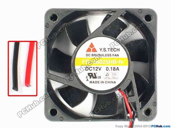 85020 Y.S TECH FD126025HB-N Server - Square Fan sq60x60x25, w130x2, 12V0.18A Y.S TECH FD126025HB-N Server - Square Fan 