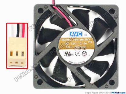 85033 AVC F6015B12MY Server - Square Fan -003, sq60x60x15, w260x2x3, 12V 0.15A AVC F6015B12MY Server - Square Fan 