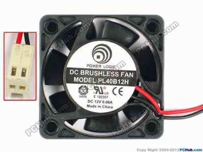 85090 Power Logic PL40B12H Server - Square Fan sq40x40x10, w50x2x2, 12V 0.06A  Power Logic PL40B12H Server - Square Fan 