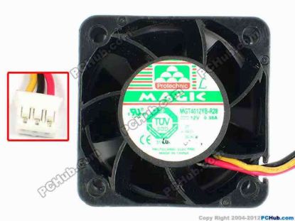 85112 Protechnic Magic MGT4012YB-R28 Server - Square Fan sq40x40x28, w50x3x3, 12V 0.38A Protechnic Magic MGT4012YB-R28 Server - Square Fan 