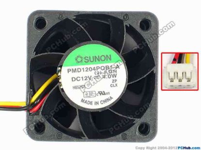 85120 SUNON PMD1204PQB1-A Server - Square Fan (2).F.GN, sq40x40x28, w160x3x3, 12V 4W SUNON PMD1204PQB1-A Server - Square Fan 