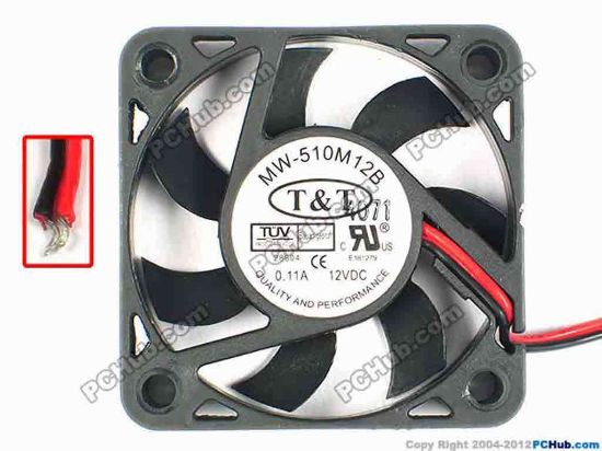 85140 T&T MW-510M12B Server - Square Fan sq50x50x10, w80x2, 12V 0.11A T&T MW-510M12B Server - Square Fan 