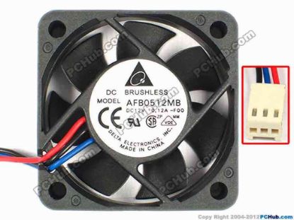 85142 Delta Electronics AFB0512MB Server - Square Fan -F00, sq50x50x15, w110x3x3, 12V0.12A Delta Electronics AFB0512MB Server - Square Fan 