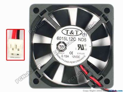 85149 T&T 6015L12C Server - Square Fan ND5, sq60x60x16, w55x2x2, 12V 0.15A T&T 6015L12C Server - Square Fan 