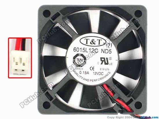85149 T&T 6015L12C Server - Square Fan ND5, sq60x60x16, w55x2x2, 12V 0.15A T&T 6015L12C Server - Square Fan 