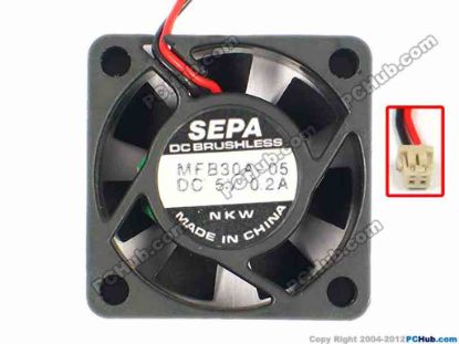 85177 SEPA MFB30A-05 Server - Square Fan sq30x30x12, w65x2x2, 5V 0.2A SEPA MFB30A-05 Server - Square Fan 