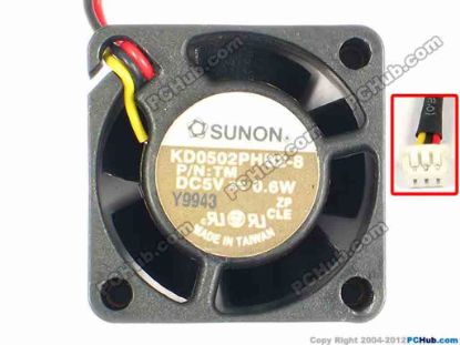 85180 SUNON KD0502PHB2-8 Server - Square Fan TM, sq25x25x15, w60x3x3, 5V 0.6W SUNON KD0502PHB2-8 Server - Square Fan 