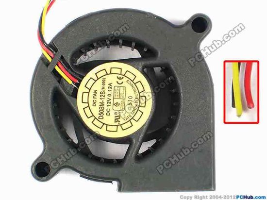 85190 Y.L FAN / Yate Loon D50BM-12B Server - Blower Fan bw50x50x20, 3-Wire, 12V 0.12A Y.L FAN / Yate Loon D50BM-12B Server - Blower Fan 