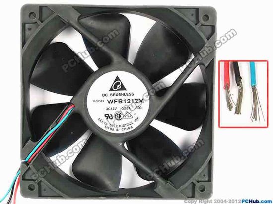 85192 Delta Electronics WFB1212M Server - Square Fan -F00, sq120x120x25, w80x3, 12V 0.33A Delta Electronics WFB1212M Server - Square Fan 