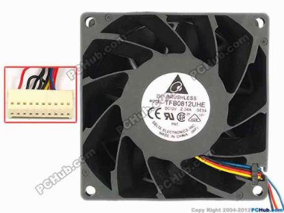 85197 Delta Electronics TFB0812UHE Server - Square Fan -5E54, sq80x80x38, w75x4x10, 12V 2.34A Delta Electronics TFB0812UHE Server - Square Fan 