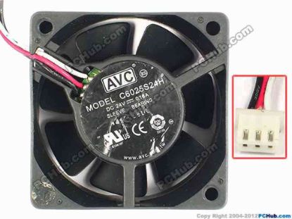 85209 AVC C6025S24H Server - Square Fan sq60x60x25, w70x3x3, 24V 0.16A AVC C6025S24H Server - Square Fan 