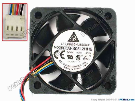 85637 Delta Electronics AFB0512HHB Server - Square Fan -6R23, sq50x15, w150x4x4, 12V 0.20A Delta Electronics AFB0512HHB Server - Square Fan 
